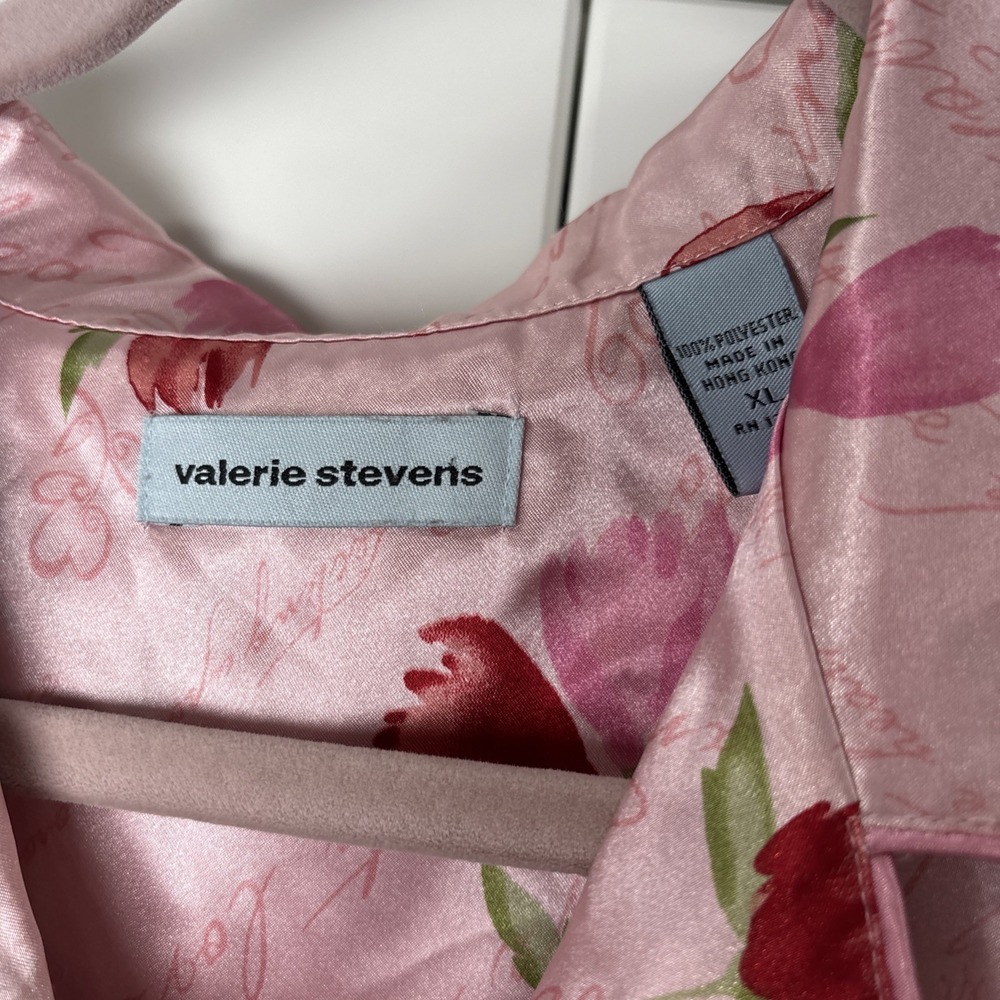 Valerie Stevens women's XL Pink floral Love Notes pajama set long sleeve pants - Picture 2 of 14